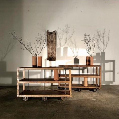 Industrial wooden shelves