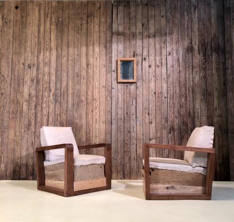 Pair 1940 armchairs 