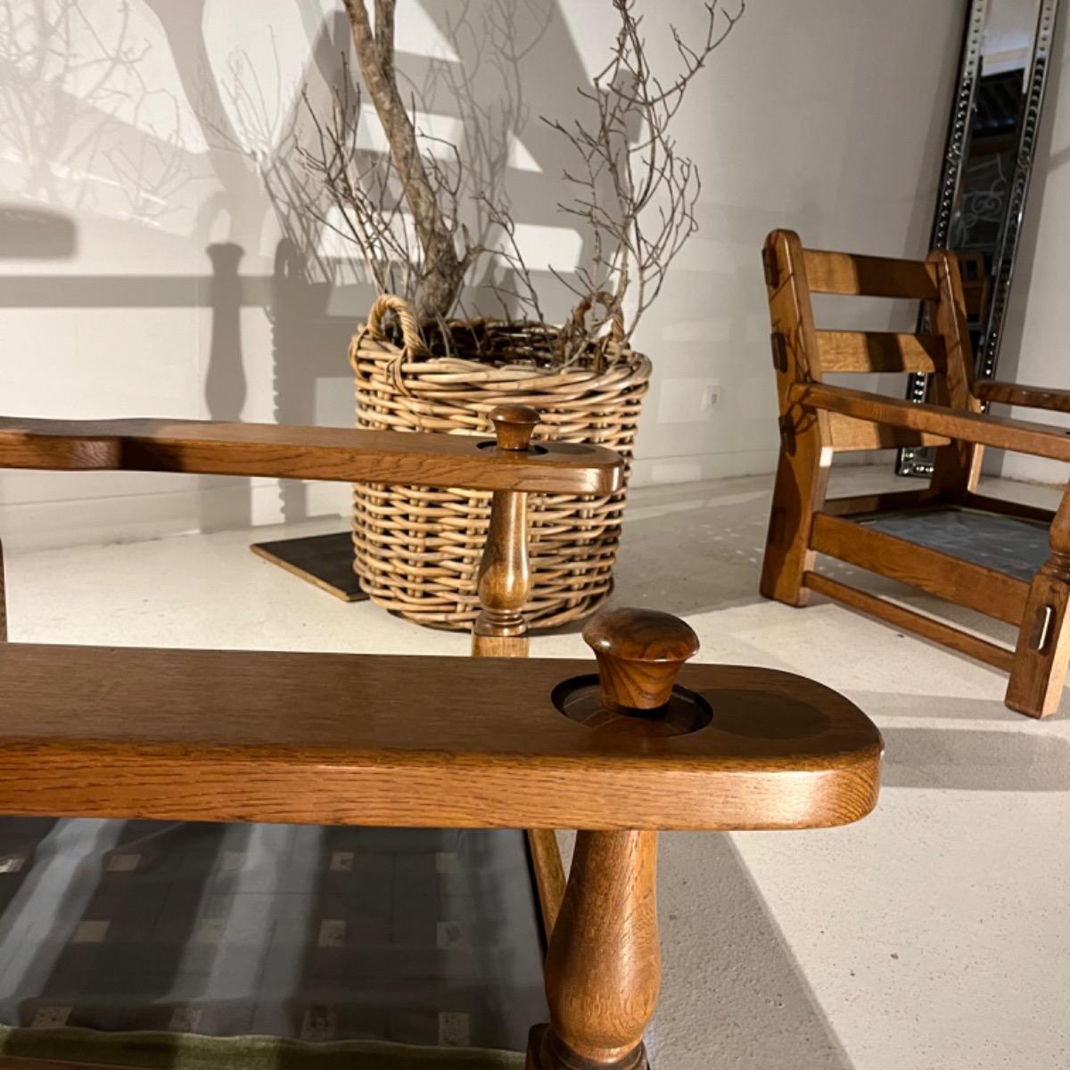 Pair of 1970 rustic modern armchairs 