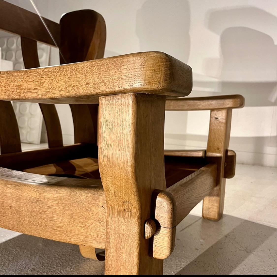 Pair of large 1960 oak armchairs 