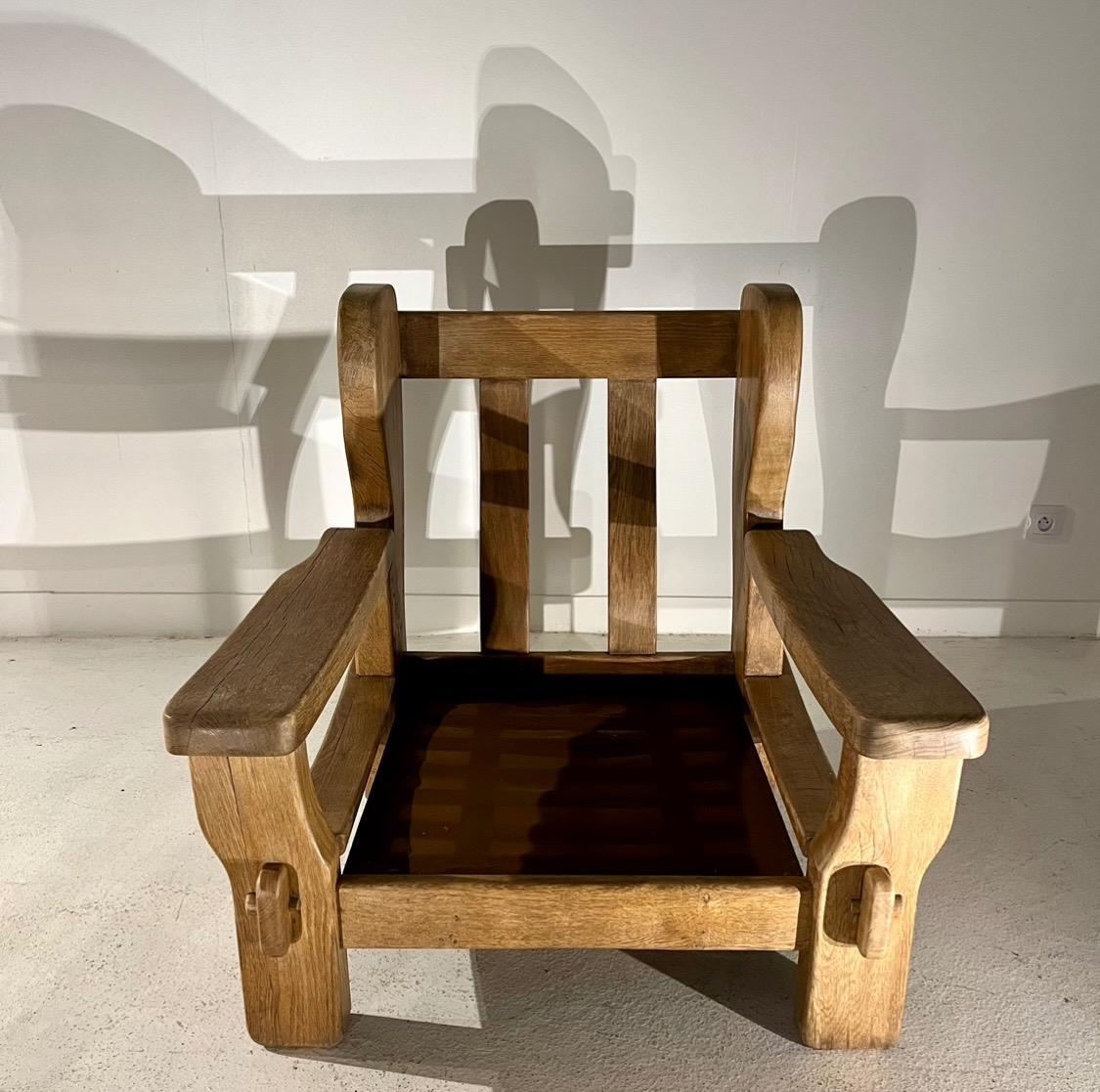 Pair of large 1960 oak armchairs 