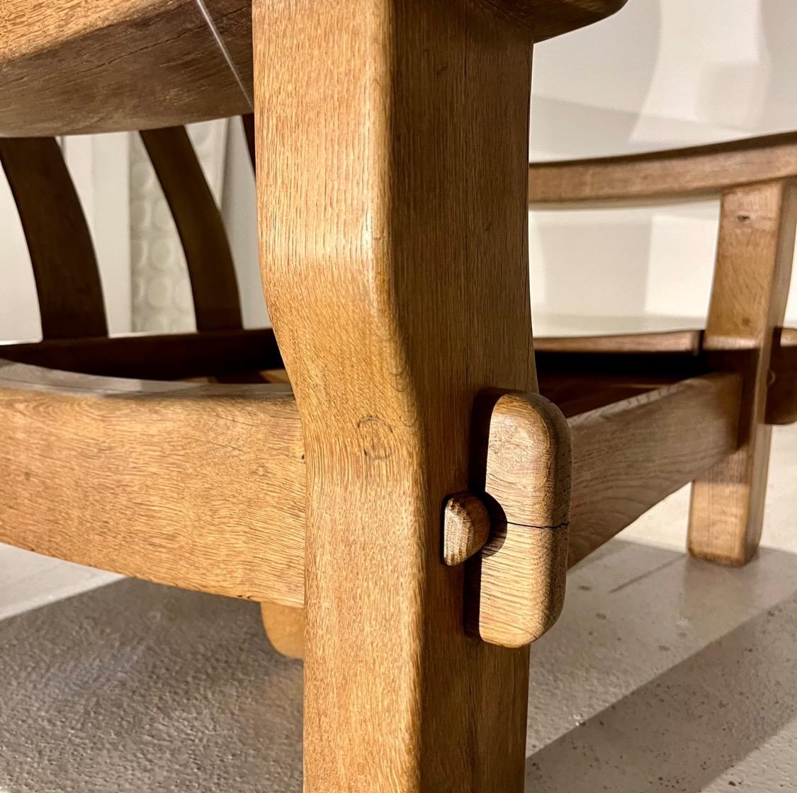 Pair of large 1960 oak armchairs 