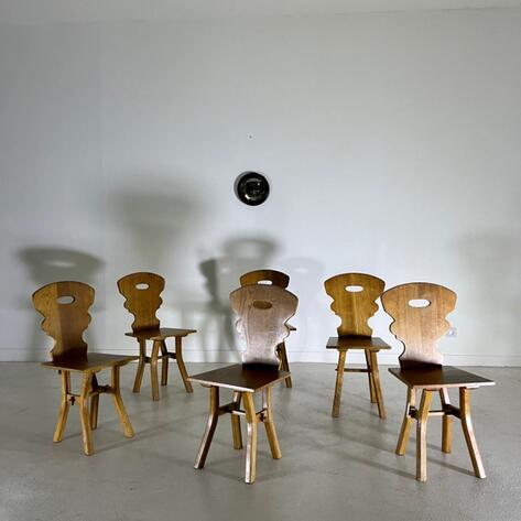 Set of 1960 rustic modern chairs 